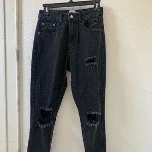 Princess Polly Hayden Knee Rip Jeans Black Denim